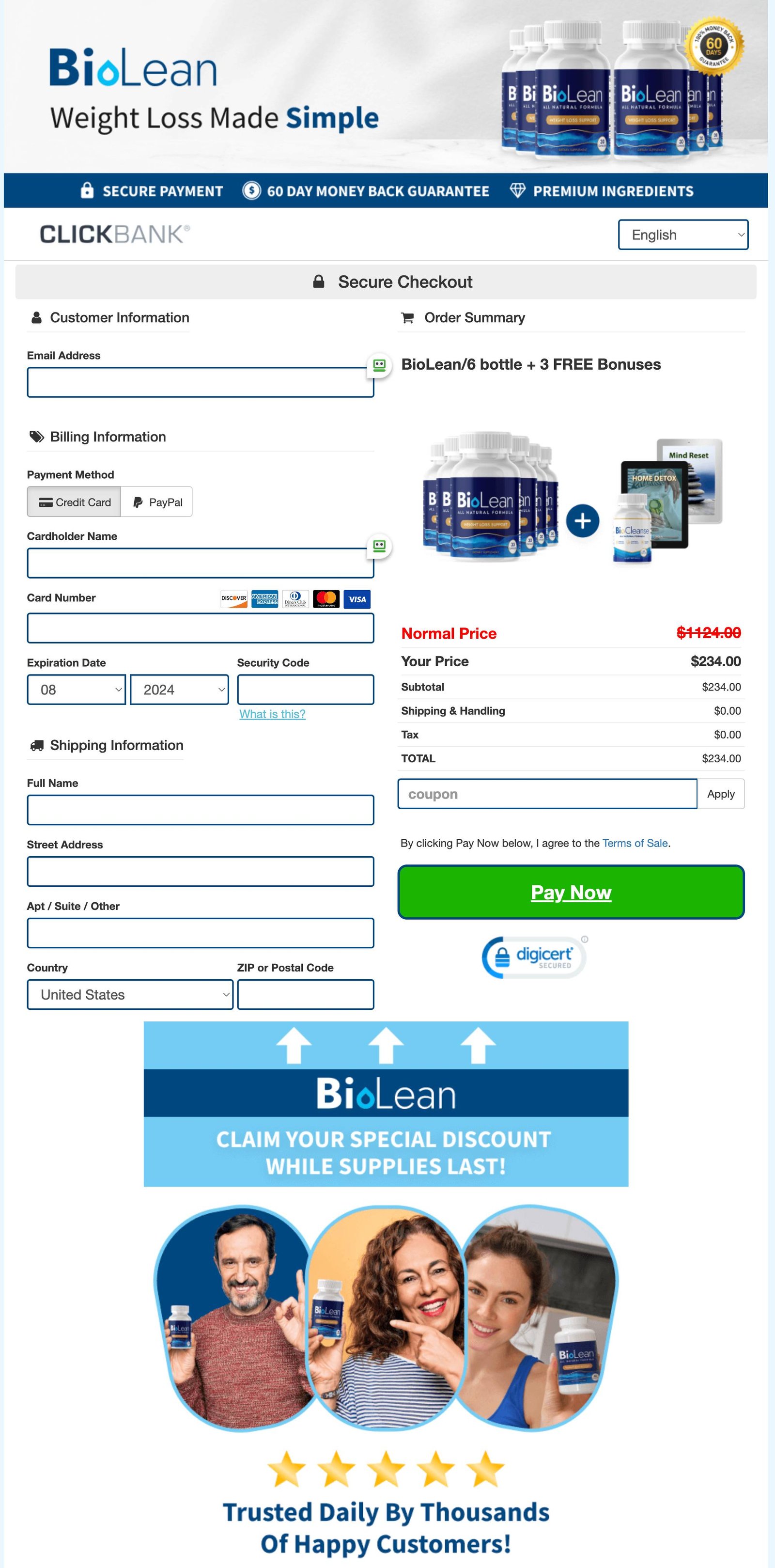 BioLean Official Website Secure Order Page